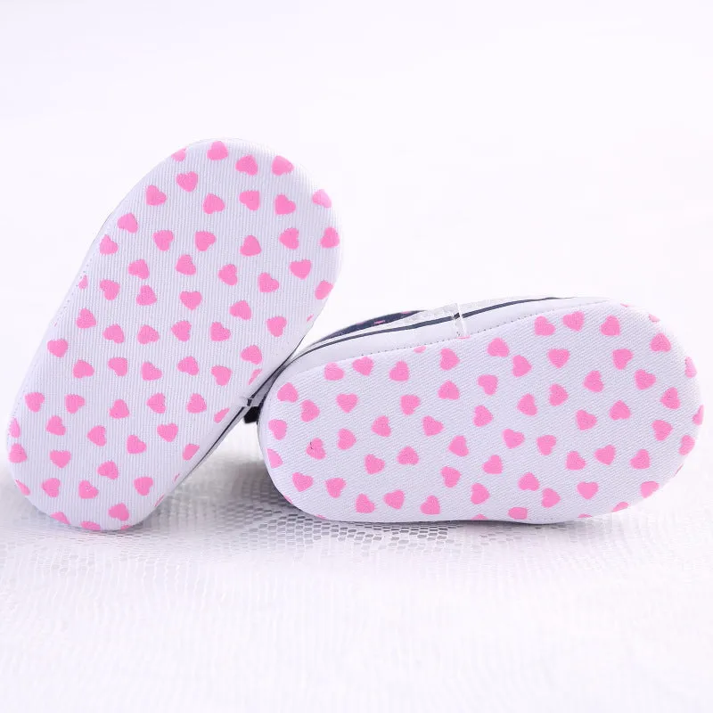 Heart Print Bow High Top Canvas Shoes for Baby Girls
