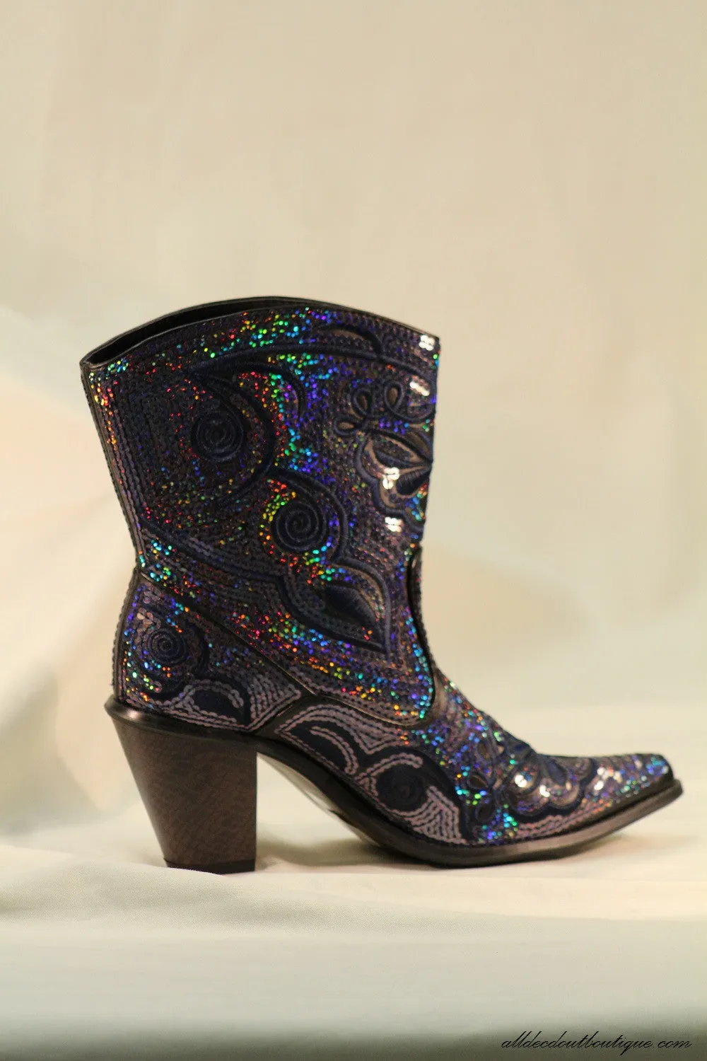 Helen's Heart | Full Embellished Sequin Navy Boot