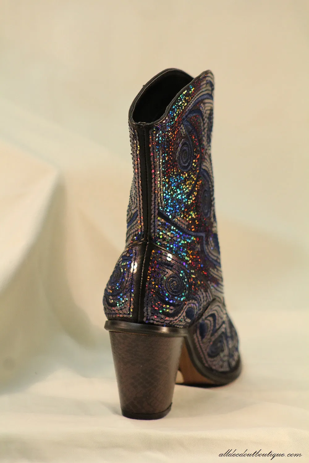 Helen's Heart | Full Embellished Sequin Navy Boot