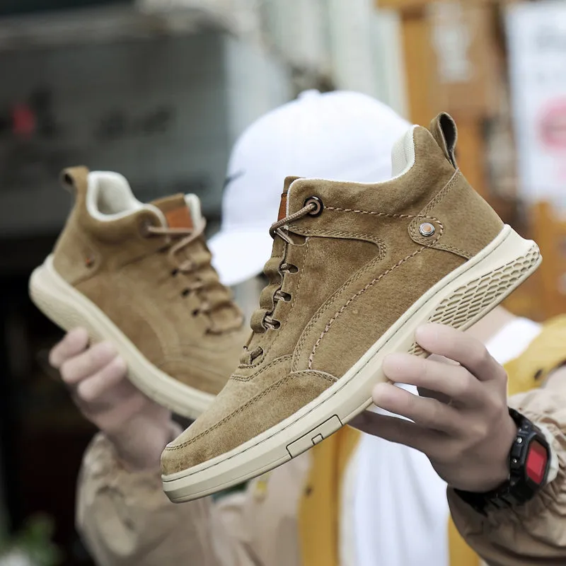 high-quality top leather casual shoes comfortable and stylish mid-top winter plus velvet luxury brand large size sneakers