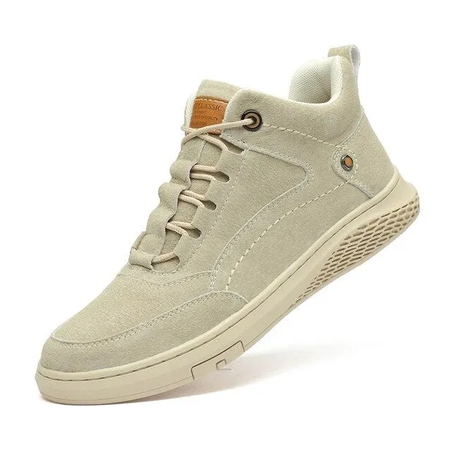 high-quality top leather casual shoes comfortable and stylish mid-top winter plus velvet luxury brand large size sneakers
