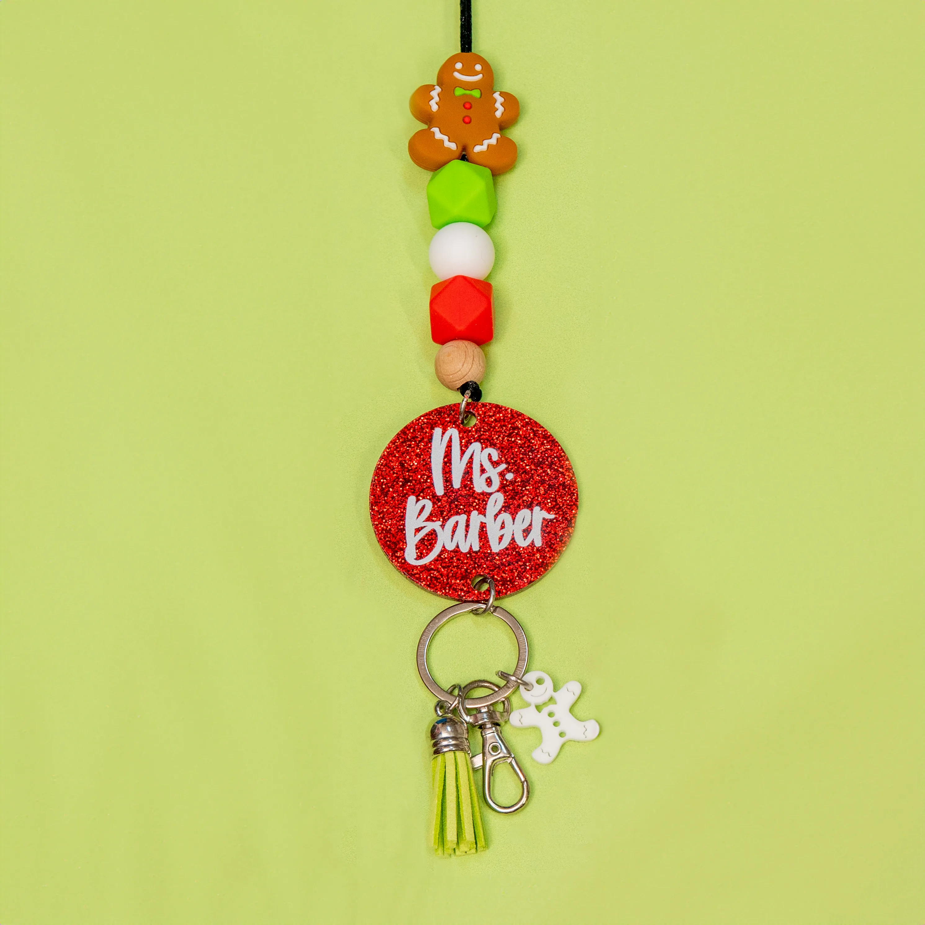 Jolly Gingerbread Glitter Acrylic Lanyard