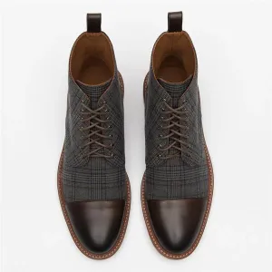 Kingsman Leather Accented Three-Quarter Plaid Boots