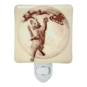 Kitten Attacks Santa’s Sleigh Christmas Night Light