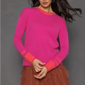 Lisa Todd, 100% Cashmere Women's Pink Sweater with Orange Accents