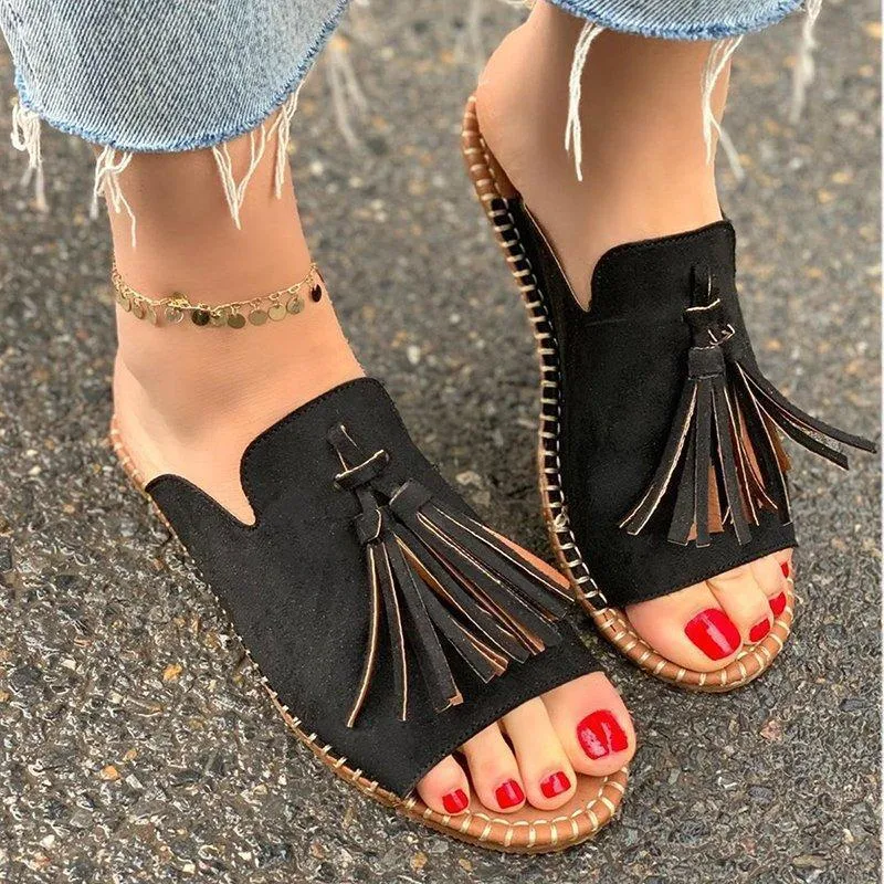 Lydiashoes Women Casual Summer Stylish Slip-On Flat Sandals