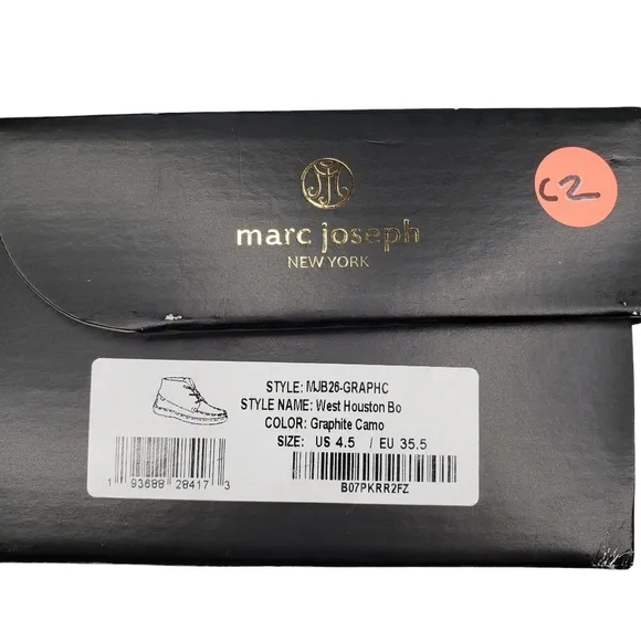 Marc Joseph | NIB West Houston Bootie Graphite Camo Lace Up Leather Boots 4.5