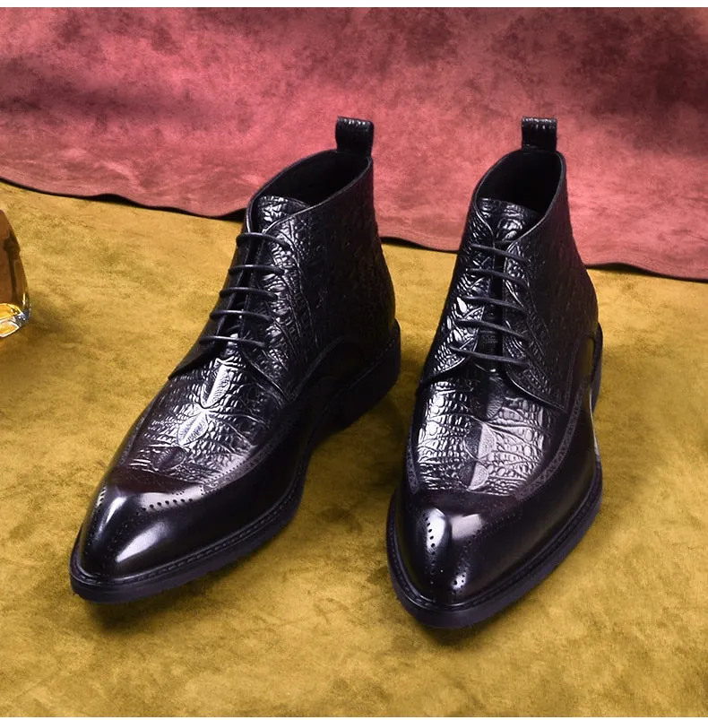 Men Genuine Cow Leather Crocodile Shoes