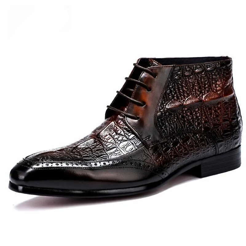 Men Genuine Cow Leather Crocodile Shoes