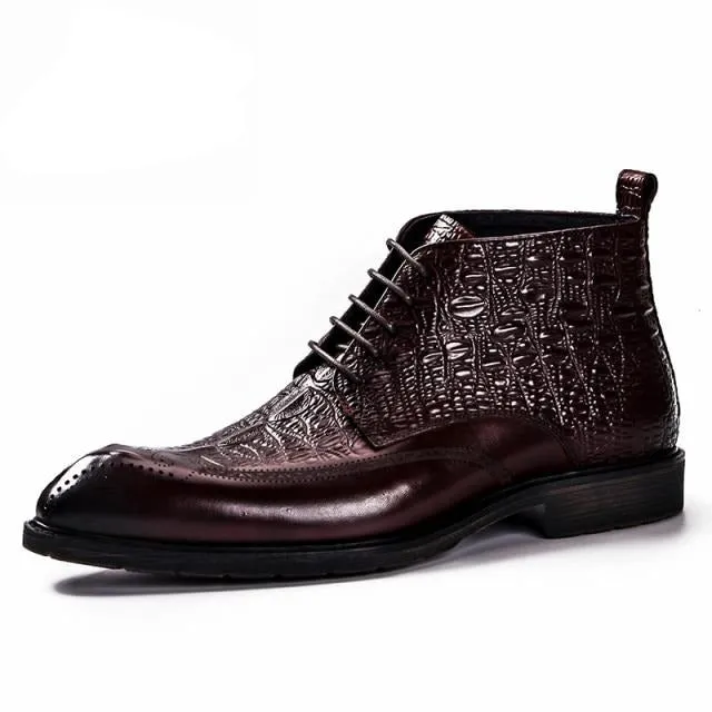 Men Genuine Cow Leather Crocodile Shoes