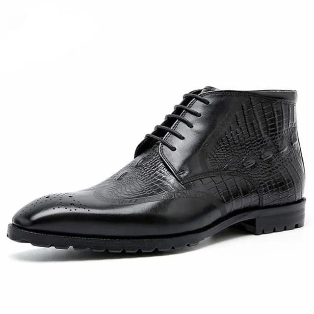 Men Genuine Cow Leather Crocodile Shoes