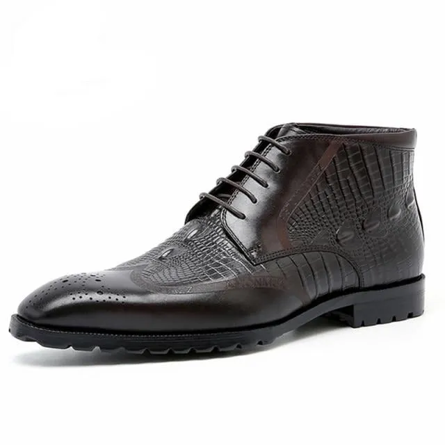 Men Genuine Cow Leather Crocodile Shoes