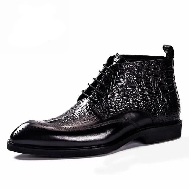 Men Genuine Cow Leather Crocodile Shoes