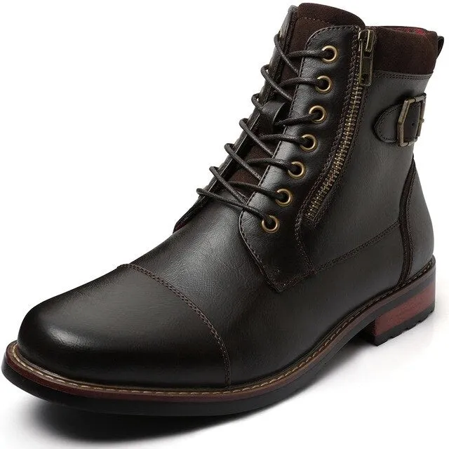 Men Genuine Leather Shoes High Top Winter Snow shoes Lace-up Ankle Boots Shoes Outdoor Sport Snow Shoes US Size 8-13