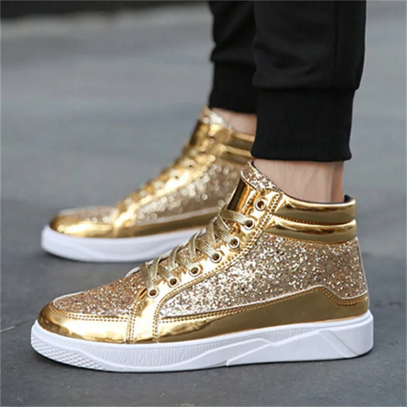 Men's Personality Casual High-top Sequins Martin Boots