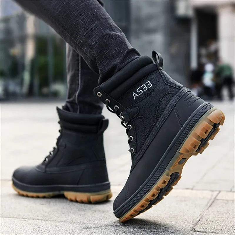 Men's Winter Waterproof High-top Work Trekking Snow Boots