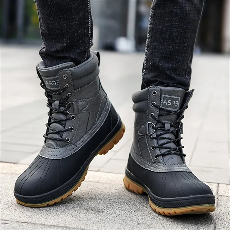 Men's Winter Waterproof High-top Work Trekking Snow Boots