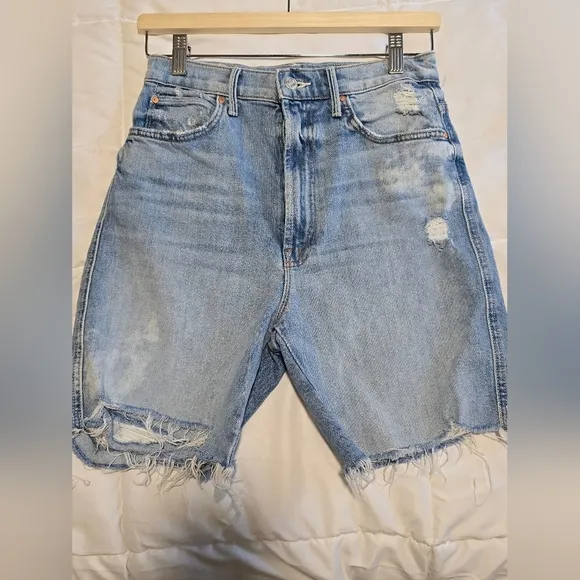 MOTHER High Waisted Smokin' Short Fray Denim Shorts Size 26