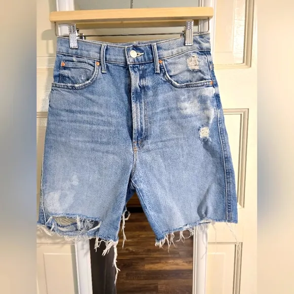 MOTHER High Waisted Smokin' Short Fray Denim Shorts Size 26