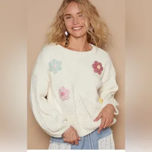 New POL Women’s Size Large Floral Knit Sweater