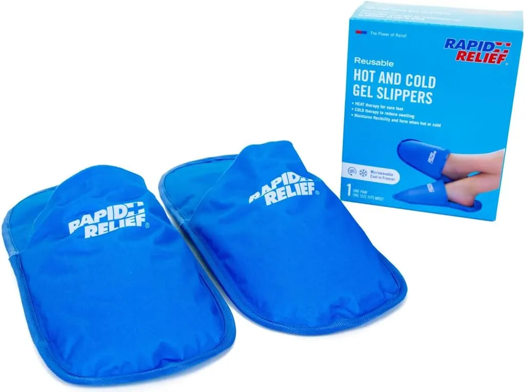 NEW Rapid Relief Hot/Cold Therapy Slippers for Swollen and Painful Feet - Cooling Slippers for Neuropathy, Chemotherapy and Diabetes Foot Pain Relief, Swollen Feet Remedy