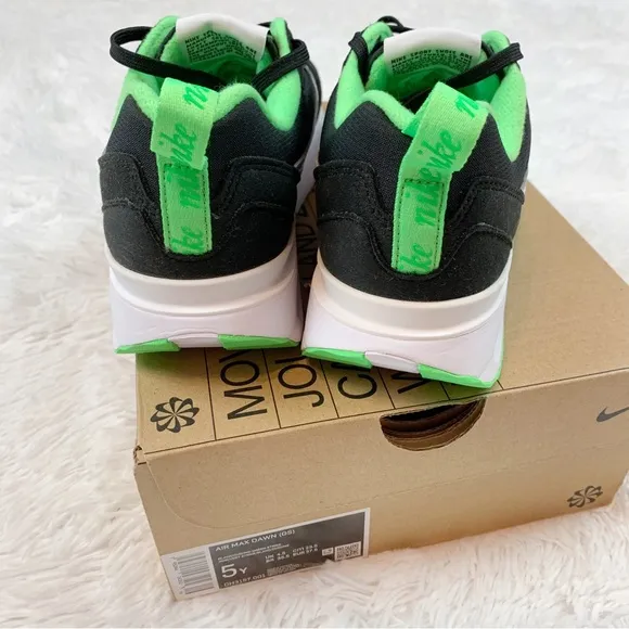 Nike Air Max Dawn (GS) Big Kids' Shoes Black-Chrome-Green Strike