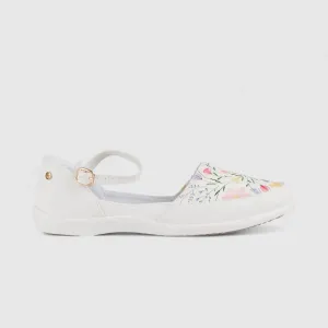 PC Casual Pumps White Floral 10550