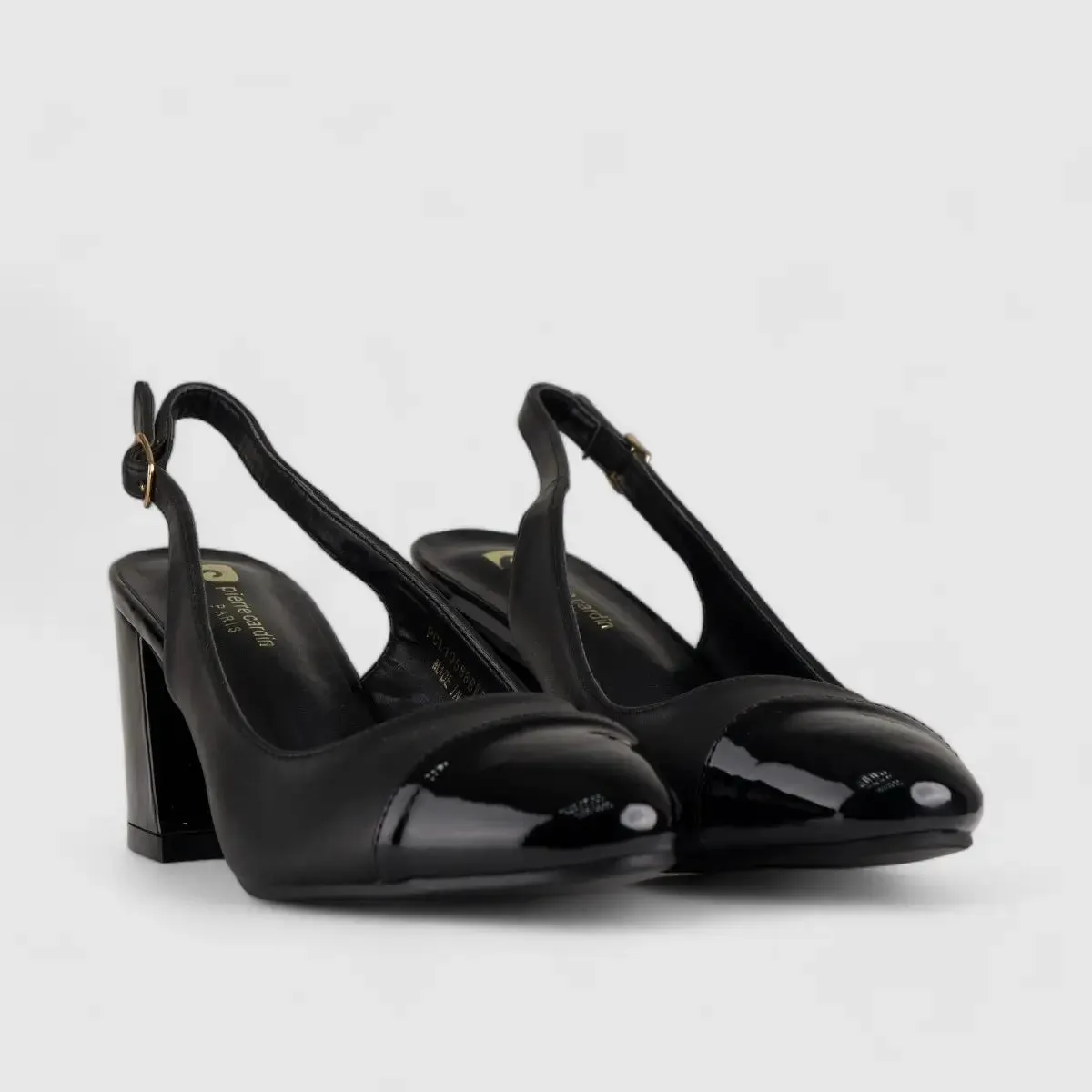 PC Slingback Block Heel Court Shoe Black 10588