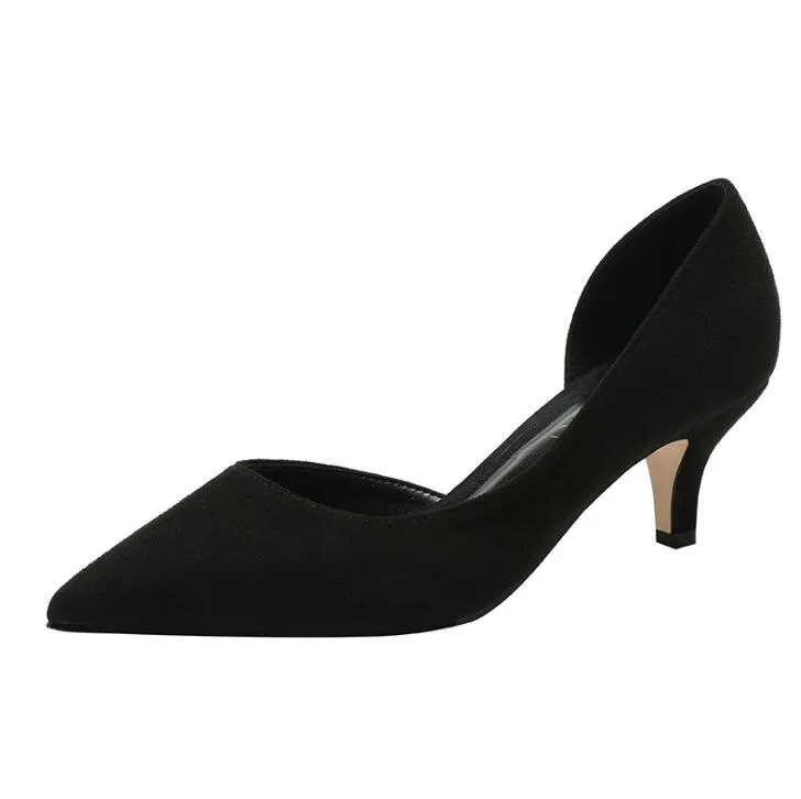 Petite Suede Pointy Mid Heel Shoes ANLE15