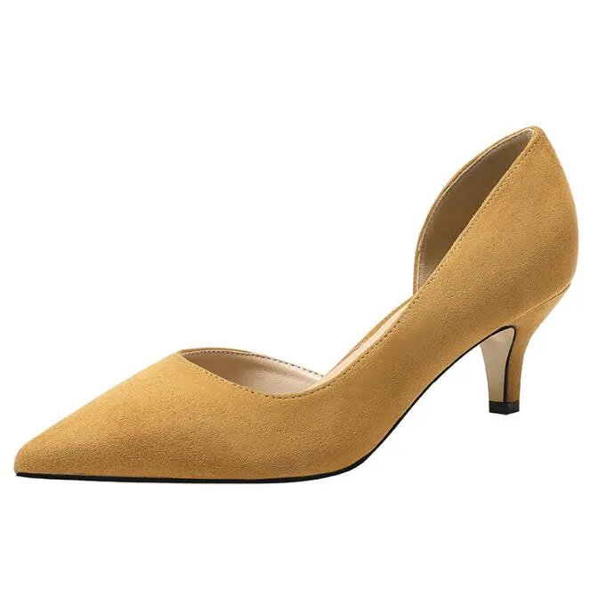 Petite Suede Pointy Mid Heel Shoes ANLE15