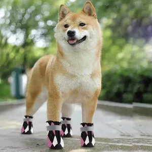 Pink Argyle Non Slip Dog Socks