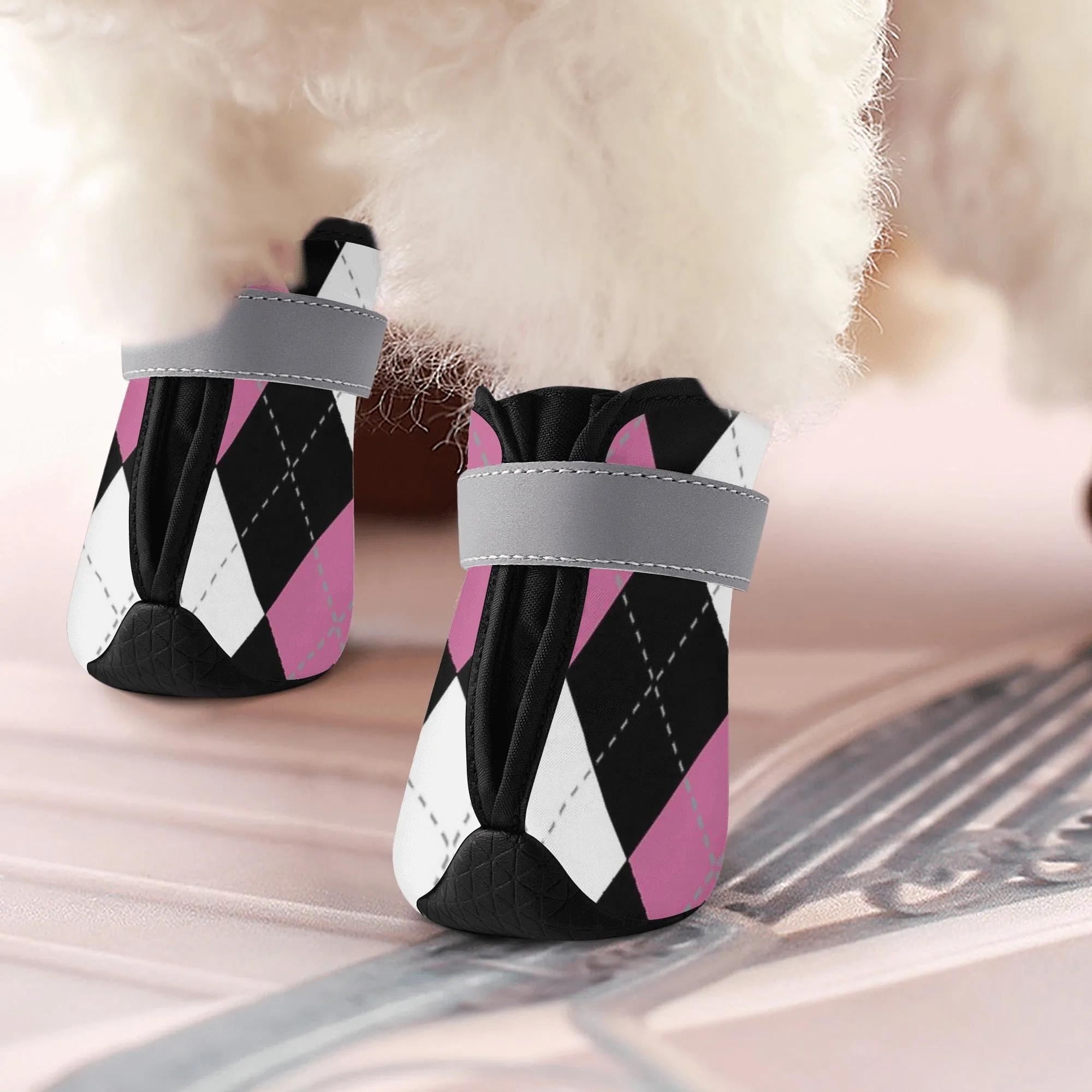 Pink Argyle Non Slip Dog Socks