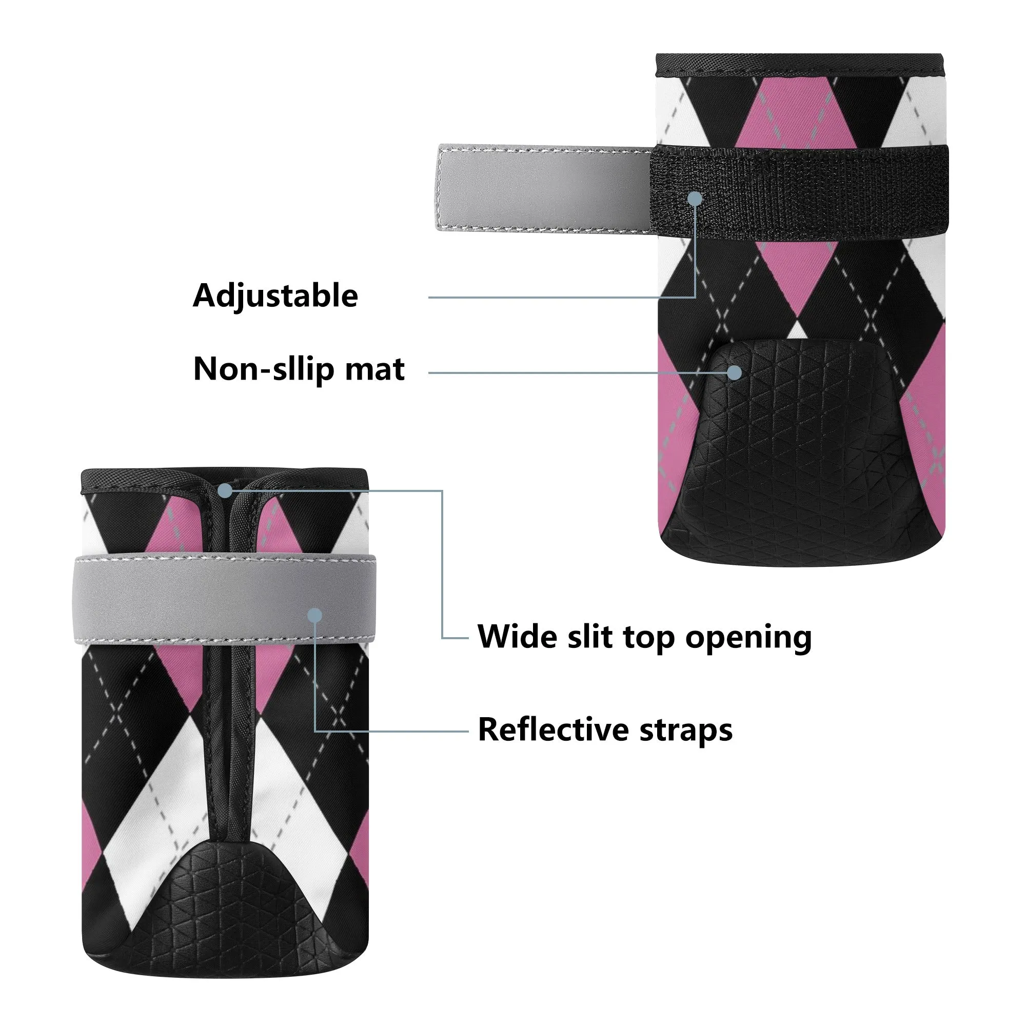 Pink Argyle Non Slip Dog Socks