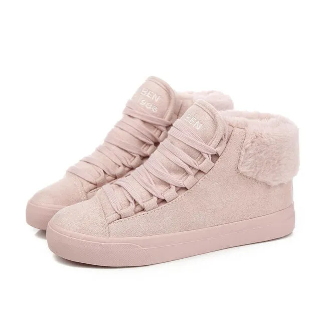 Plush Women Warming Boots Suede Outdoor Winter Feather Casual Shoes Durable Female Snow Boots Footwear zapotos mujer
