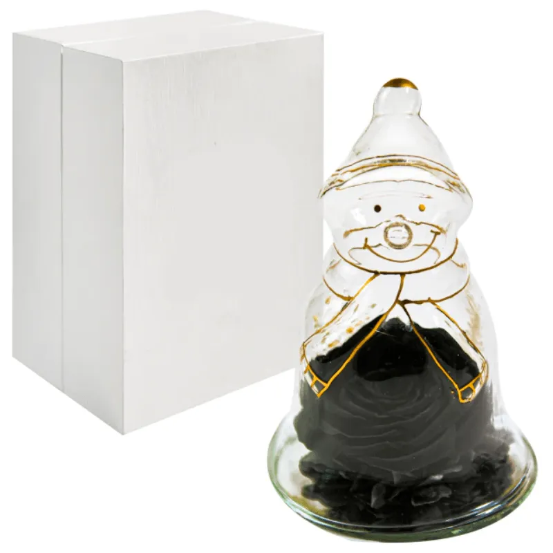 Preserved Rose Snowman Dome – Winter-Themed Floral Gift