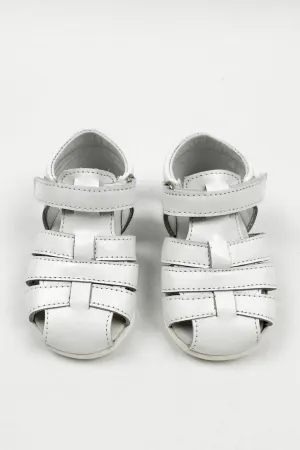 "Pedro" White Leather Sandals