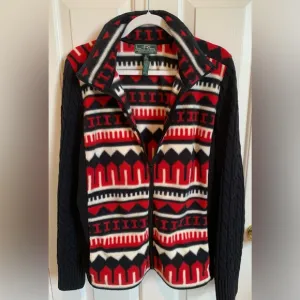 Ralph Lauren Active Black &amp;Red Patterned Sweater. EUC. Size 1X