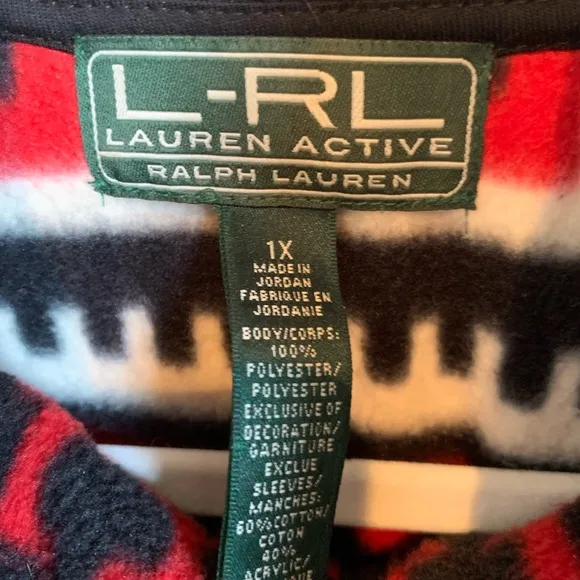 Ralph Lauren Active Black &amp;Red Patterned Sweater. EUC. Size 1X