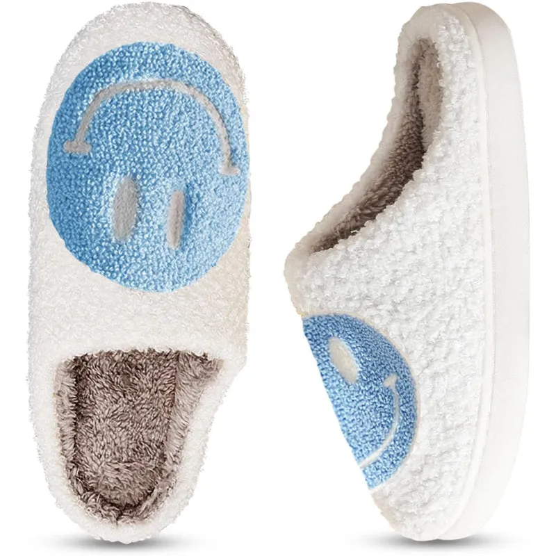 Retro Smile Printed Plush Slippers