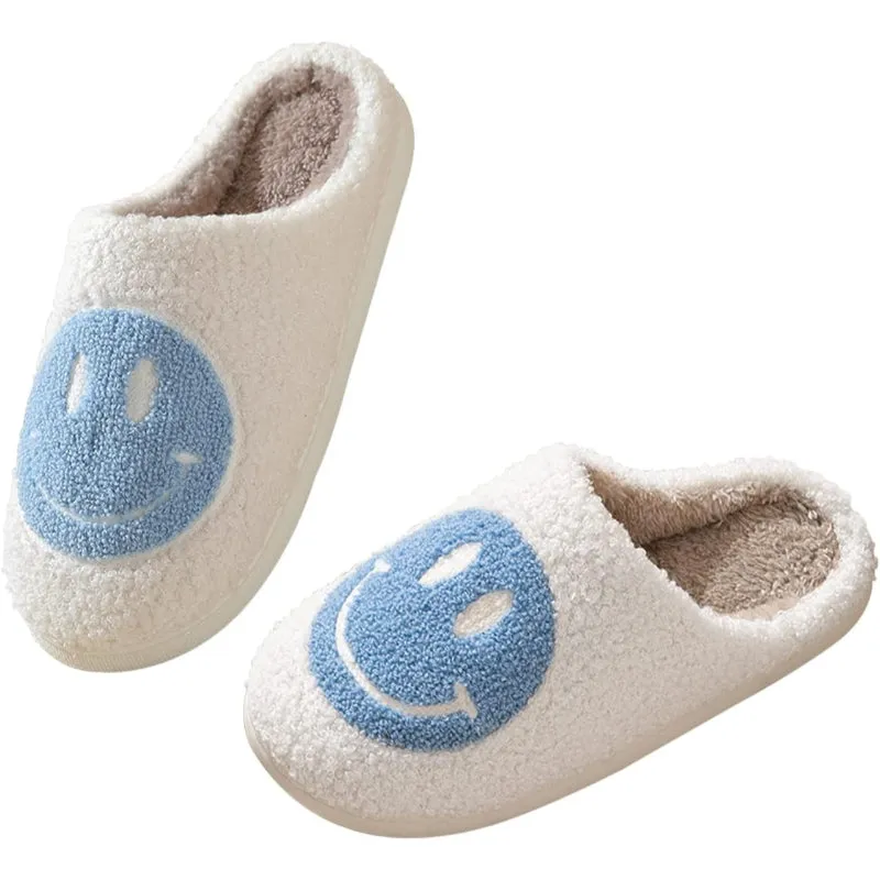 Retro Smile Printed Plush Slippers