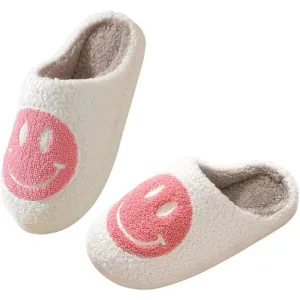 Retro Smile Printed Plush Slippers