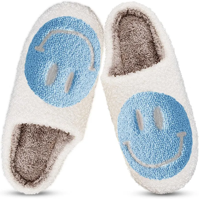 Retro Smile Printed Plush Slippers