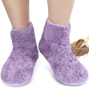 REVIX Microwavable Booties and Hot Feet Warmers for Women & Men,Heated Foot Warmer with Flaxseed Moist Heat Therapy