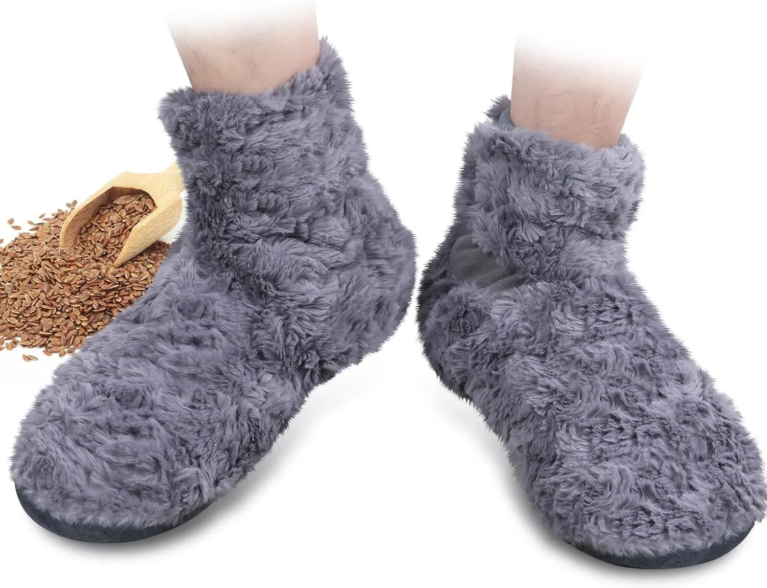 REVIX Microwavable Booties and Hot Feet Warmers for Women & Men,Heated Foot Warmer with Flaxseed Moist Heat Therapy