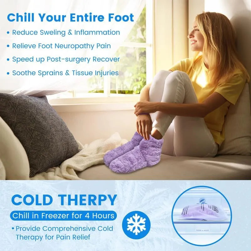 REVIX Microwavable Booties and Hot Feet Warmers for Women & Men,Heated Foot Warmer with Flaxseed Moist Heat Therapy