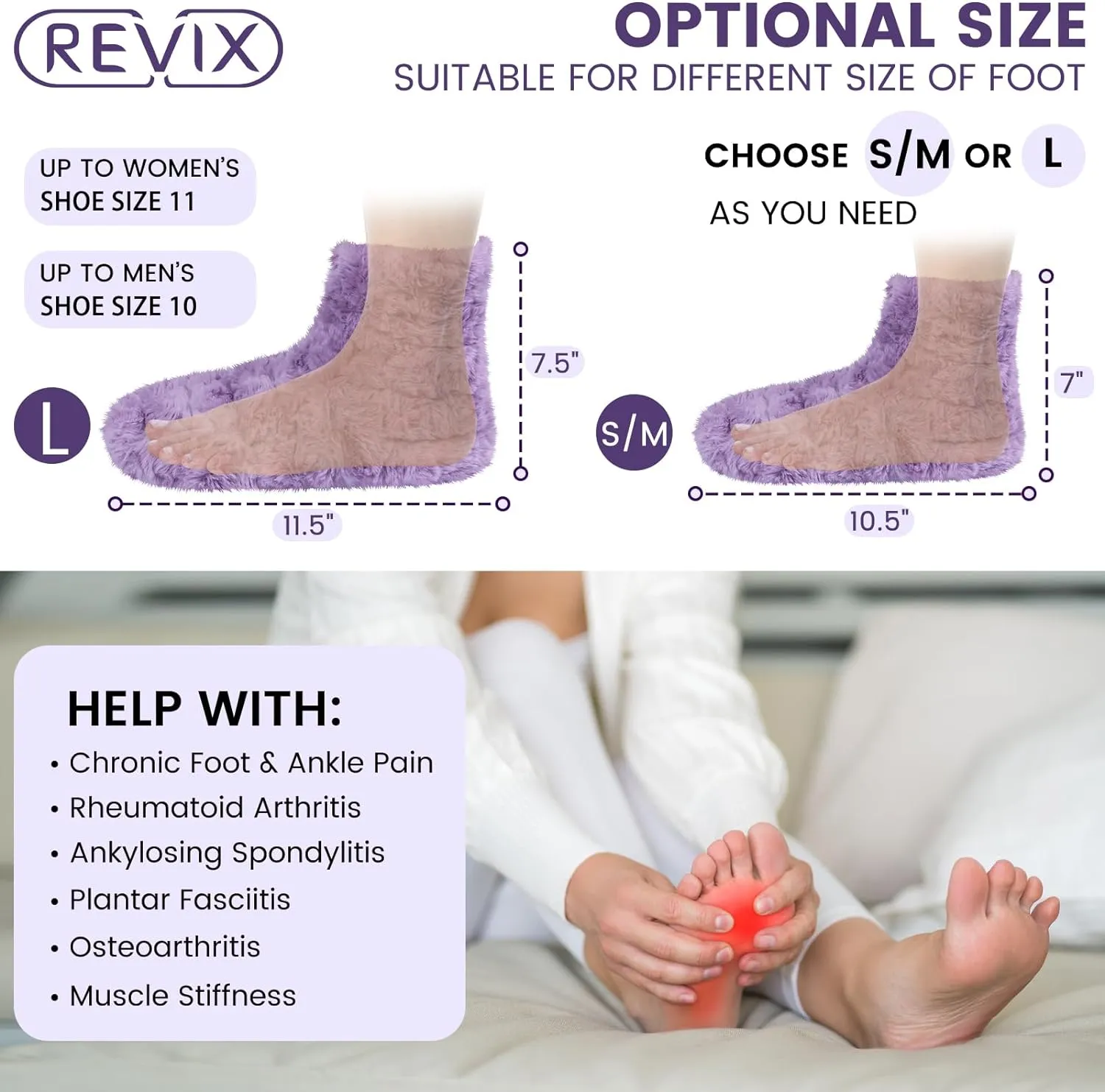 REVIX Microwavable Booties and Hot Feet Warmers for Women & Men,Heated Foot Warmer with Flaxseed Moist Heat Therapy
