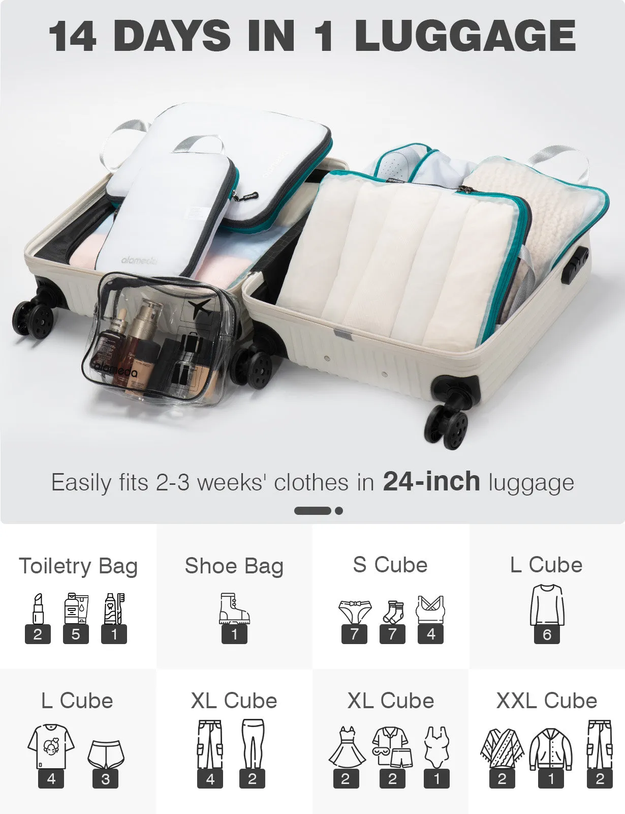 See-through Mesh Compression Packing Cubes Set of 8 - White