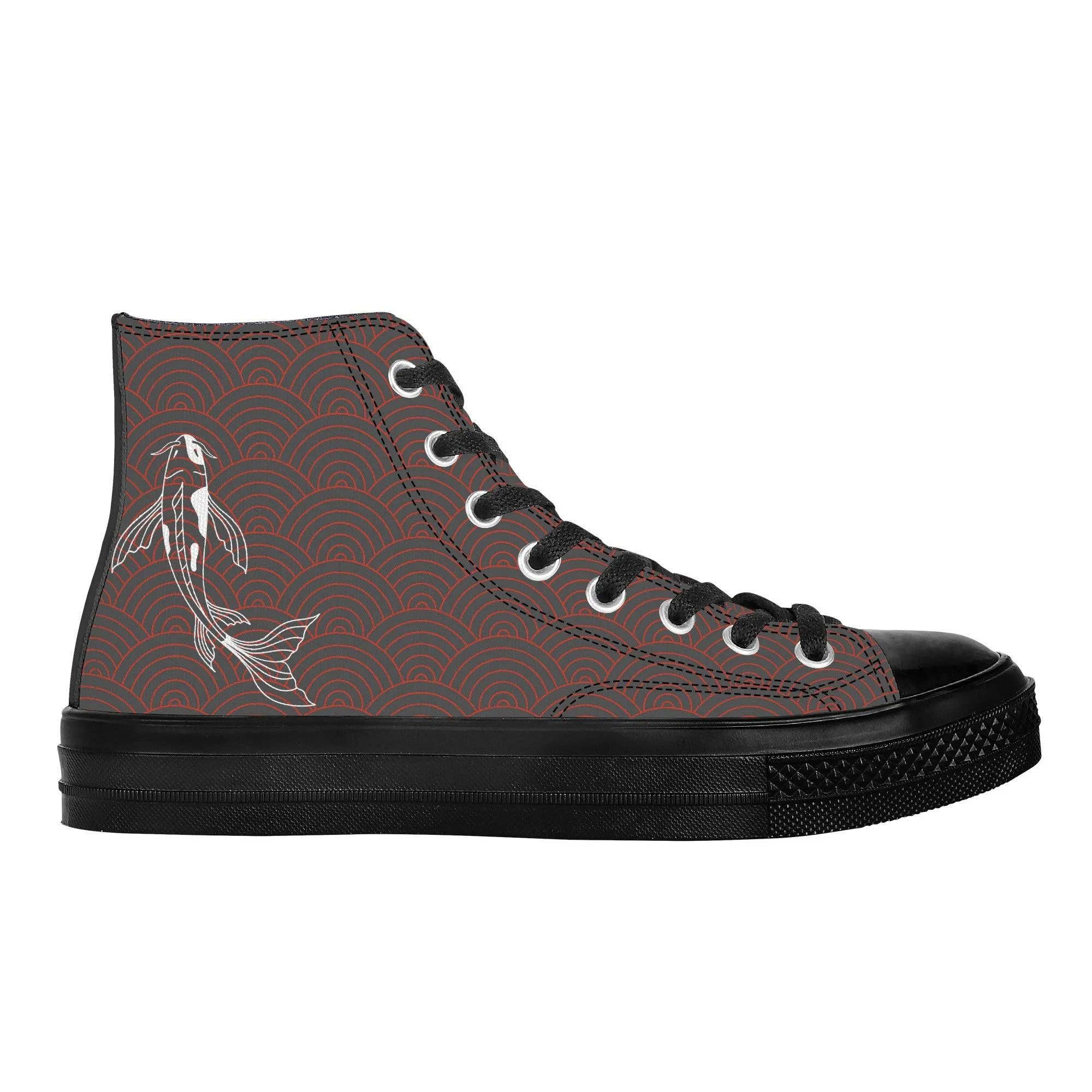 Shōwa Sanshoku White Koi High Tops Grey
