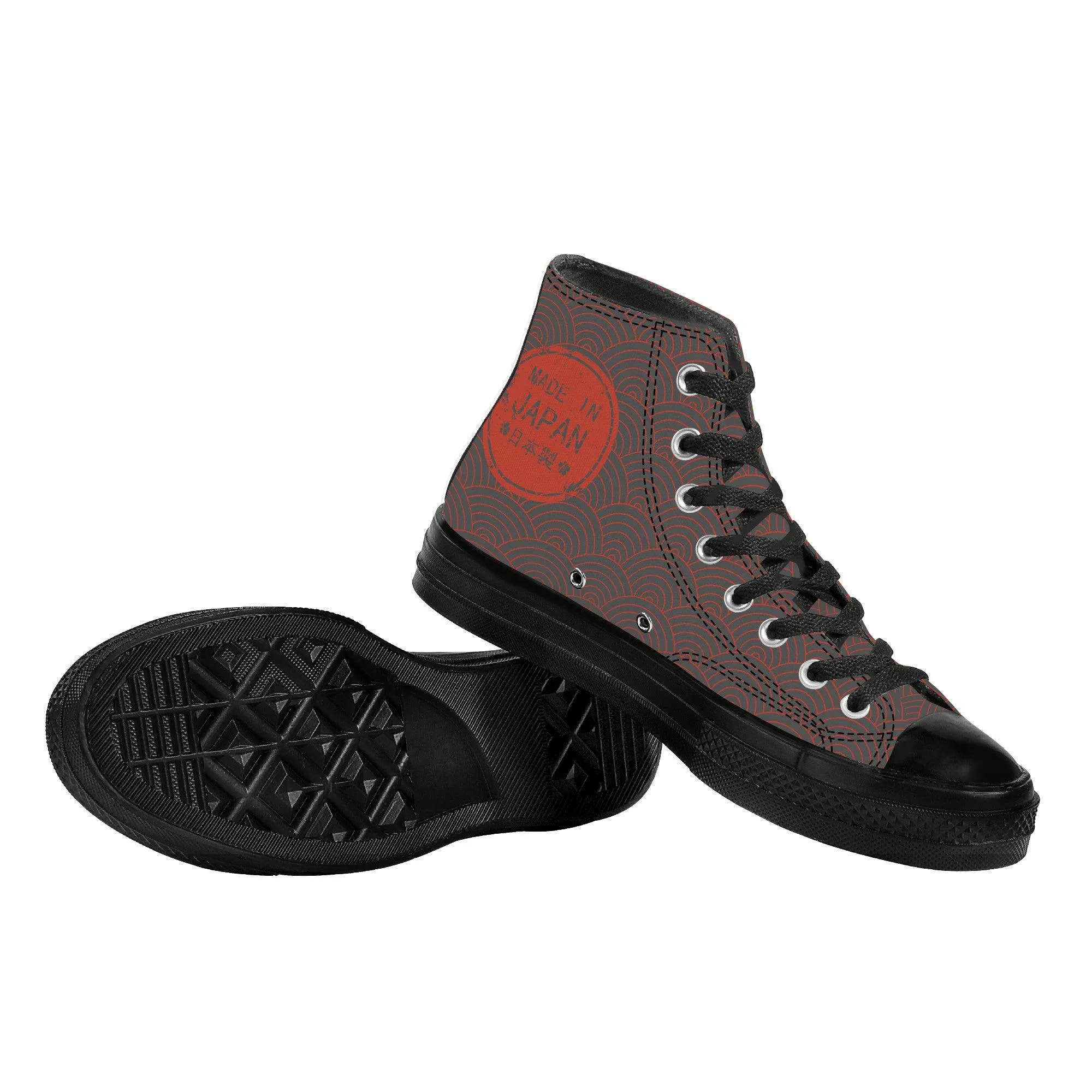 Shōwa Sanshoku White Koi High Tops Grey