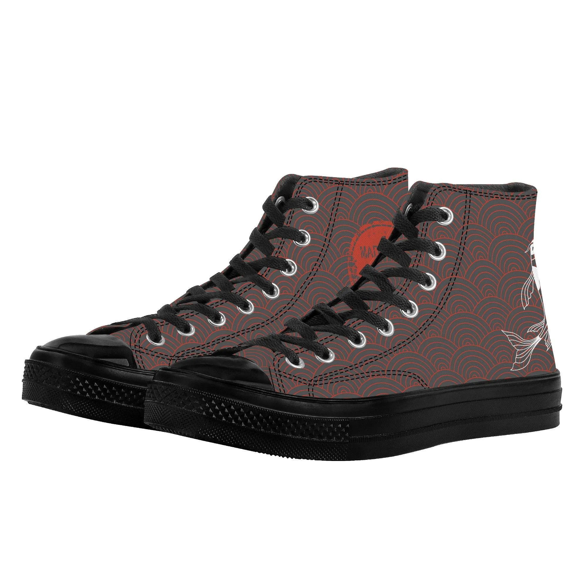 Shōwa Sanshoku White Koi High Tops Grey